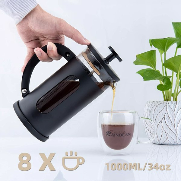 Mini French Press Coffee Maker with 4 Level Filtration System